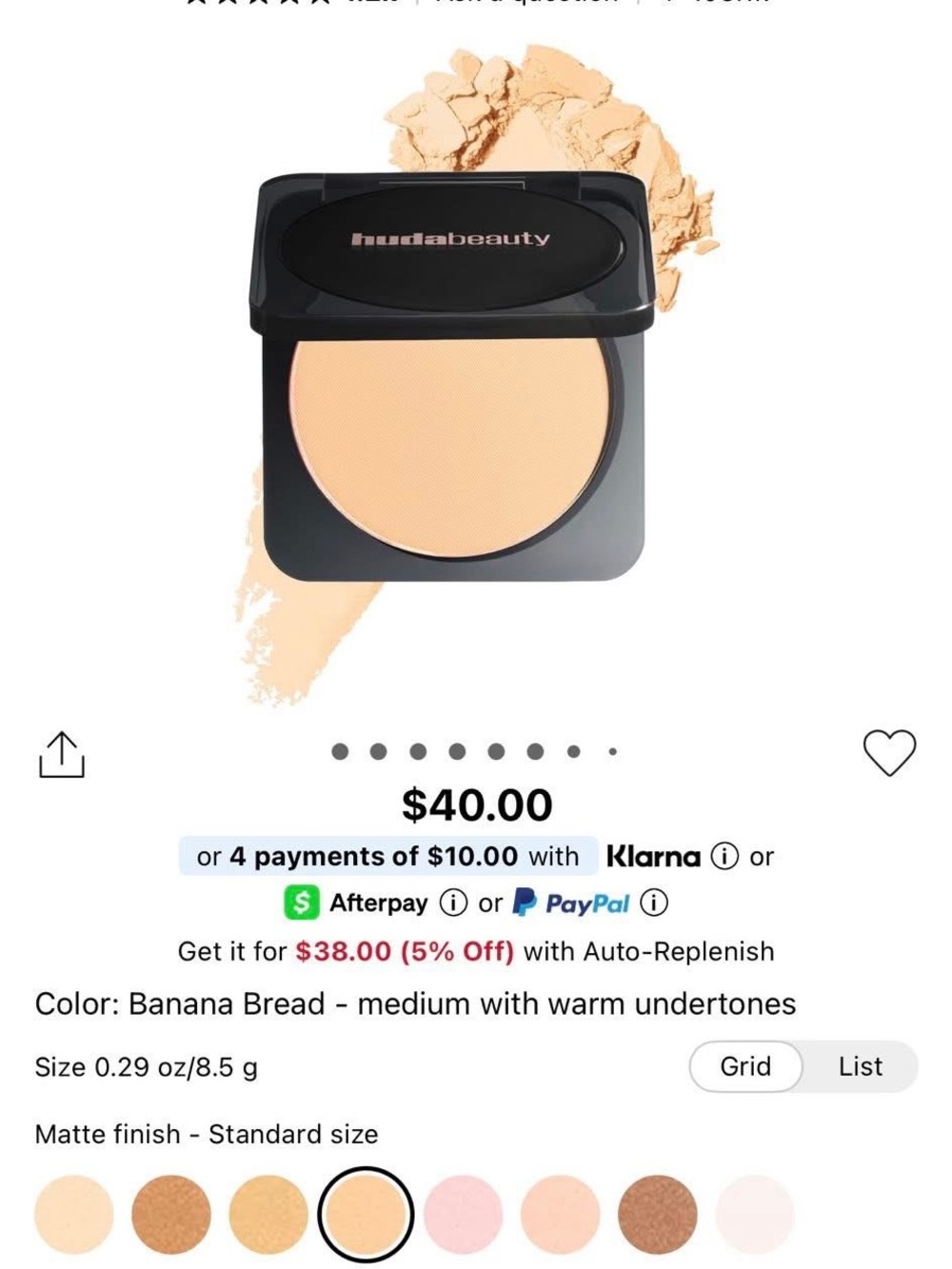 HUDA BEAUTY Matte Pressed Powder - Banana Bread (Warm Medium)